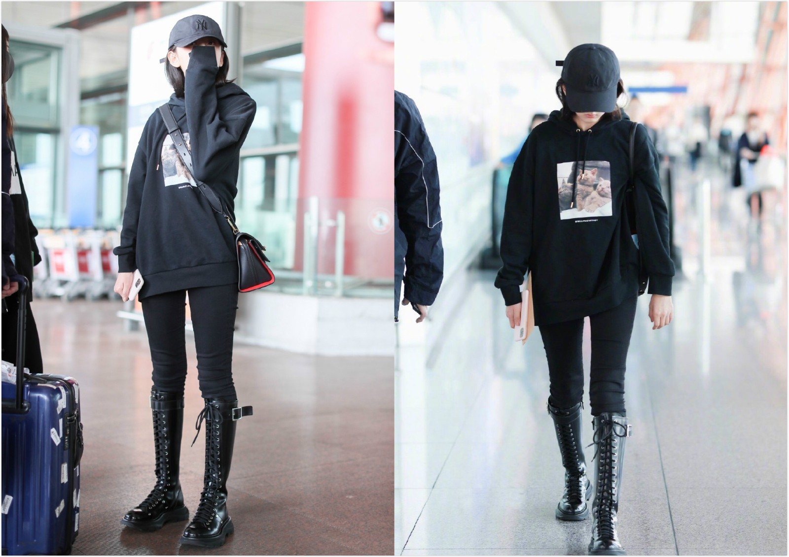 宋祖儿可真会搭配卫衣马丁靴配黑色棒球帽樱桃小嘴强势抢镜