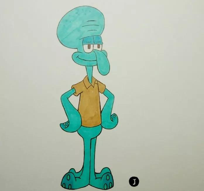 【卡通人物简笔画教程】|简笔画|章鱼哥|教程_新浪新闻