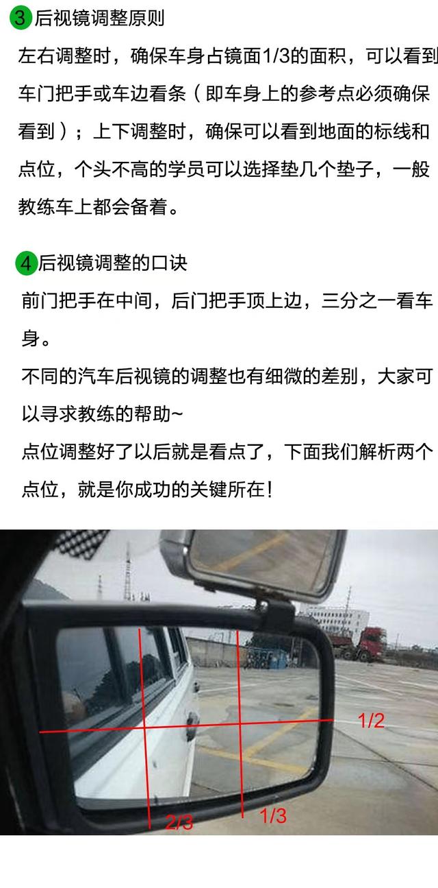 盘点科目二必考点位及后视镜调整方法