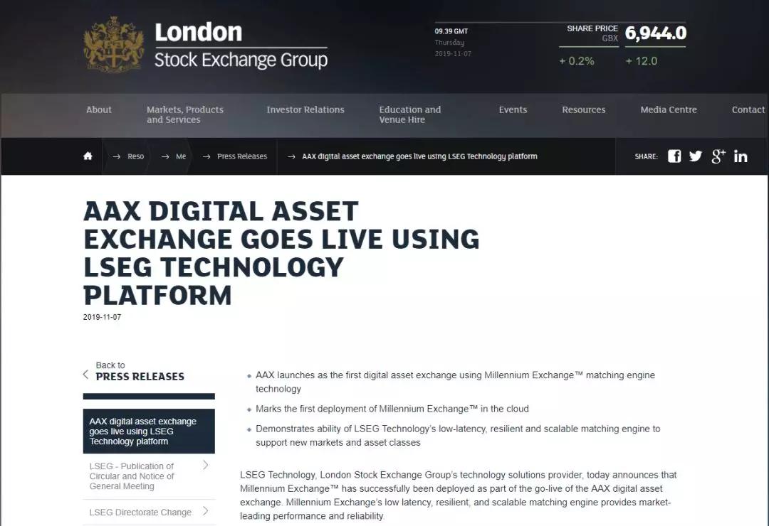 伦敦证券交易所推出数字资产交易平台AAX，将给每个人一个比特币！
