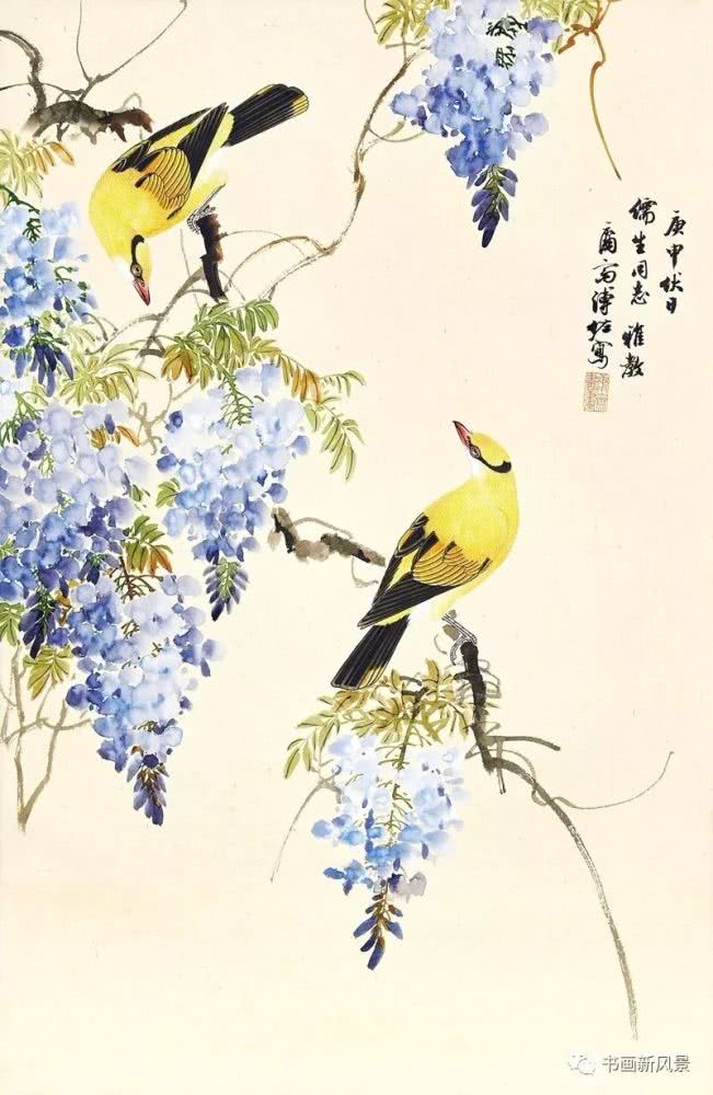 溥佐画黄鹂,绝美!|黄鹂|溥佐|紫藤_新浪新闻