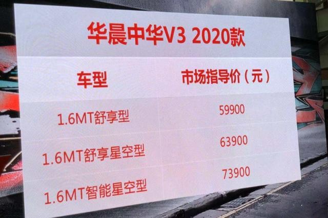 配置升级延长"保质期" 2020款中华v3上市售5.99万元起