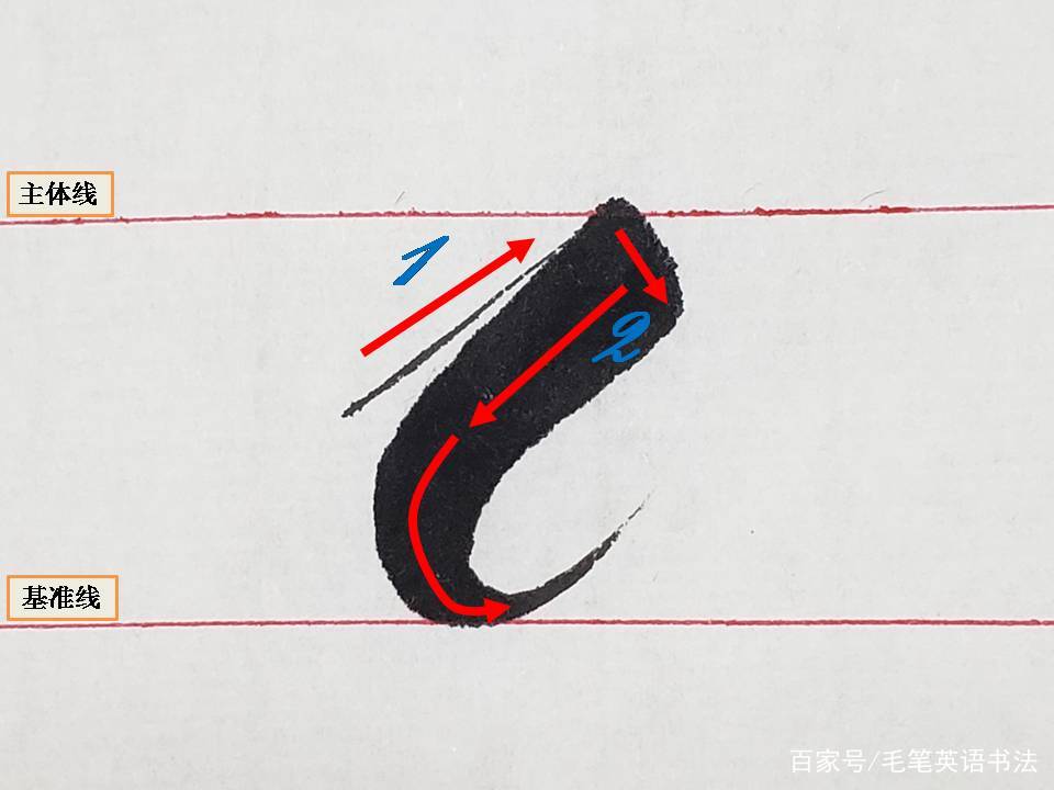 （十三）毛笔英文书法入门之圆体基本笔画弯钩