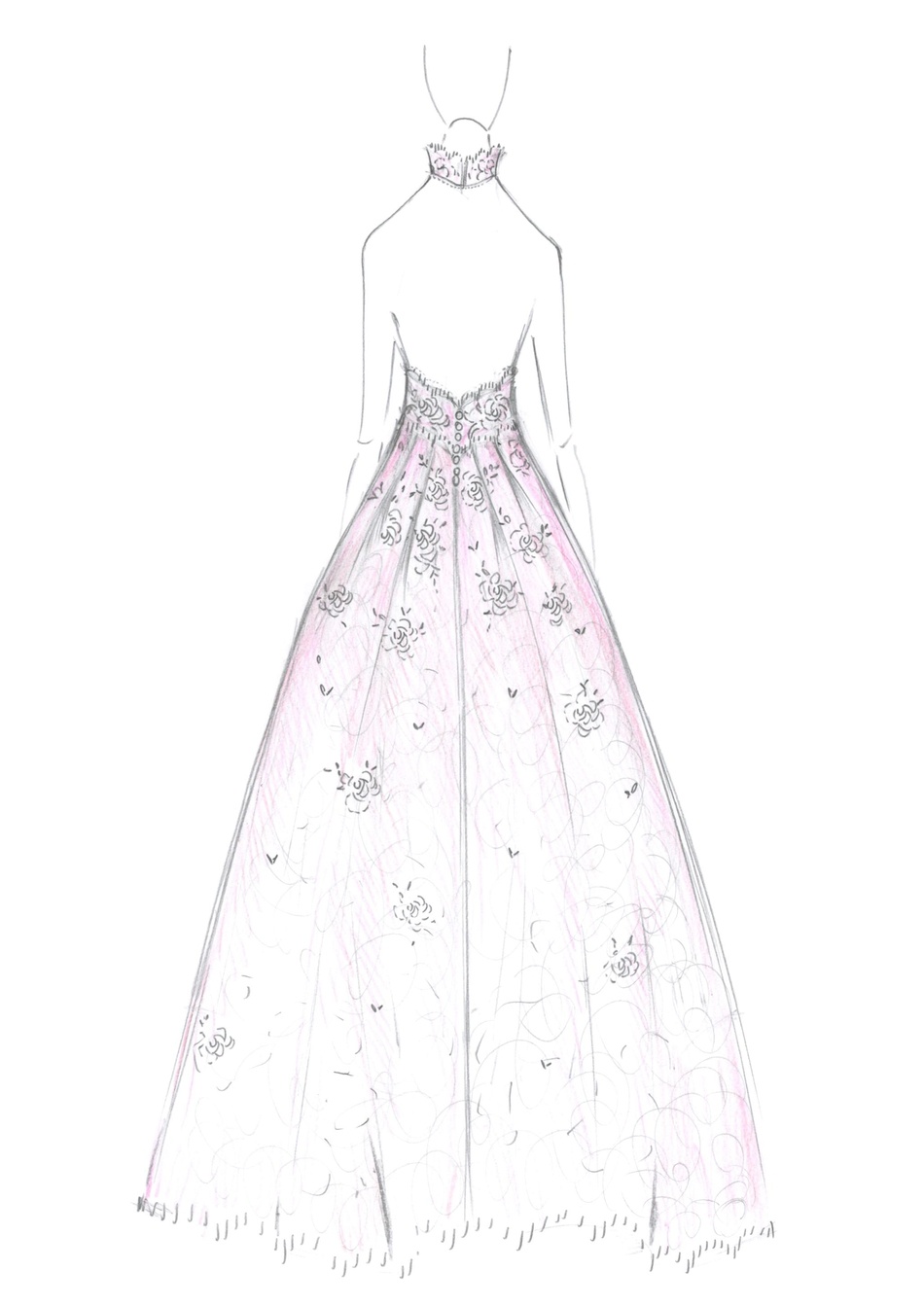 林志玲中式结婚礼服设计手稿曝光 粉色立领露背典雅迷人