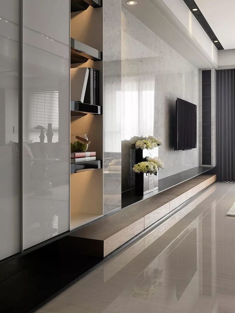 越来越多人电视背景墙这装,简洁又优雅,让客厅瞬间高大上!