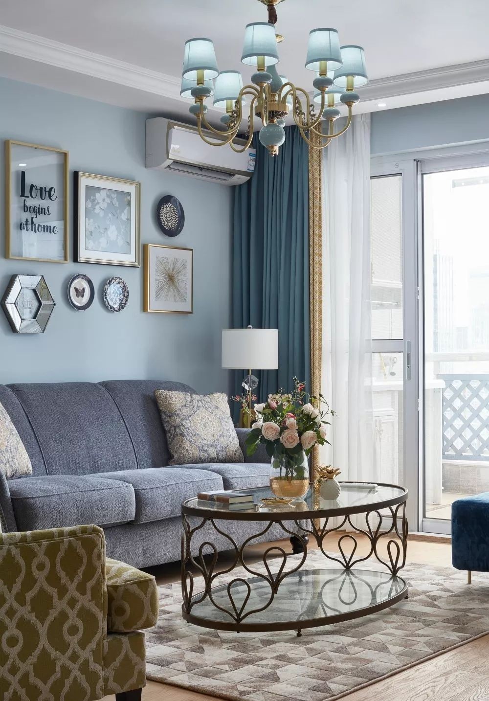 135㎡美式风格装修,用tiffany蓝打造清新浪漫家居空间