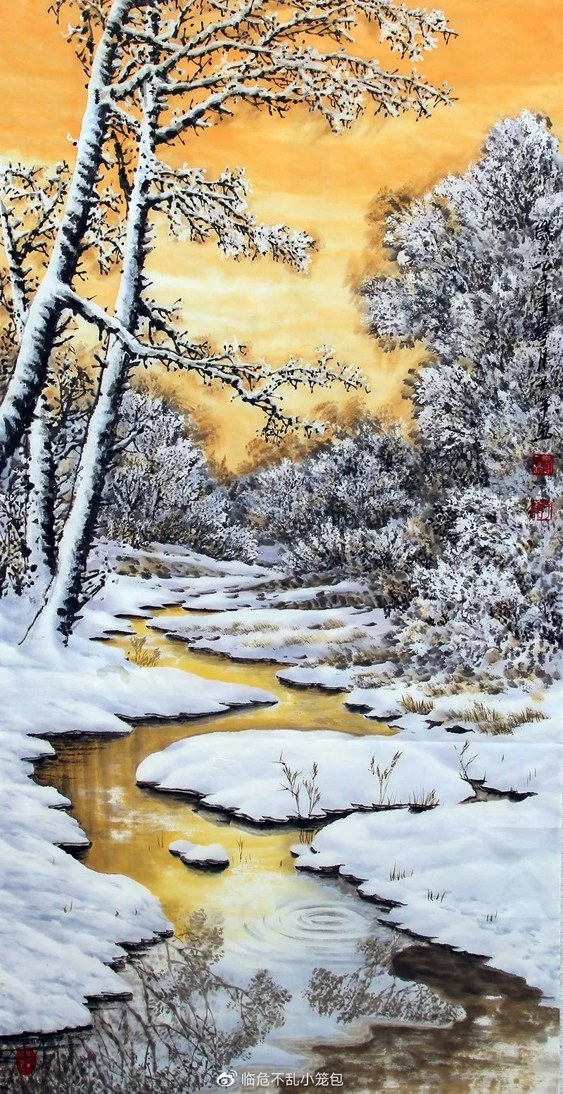 今日小雪静候初雪邀大家欣赏一组有西化特色的国画雪景
