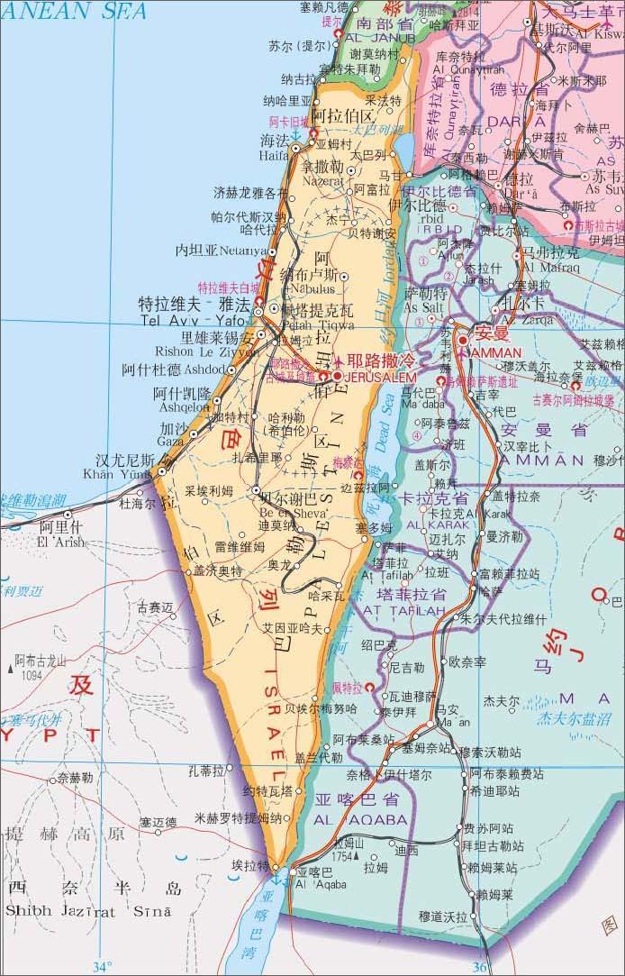 以色列周边地图图片