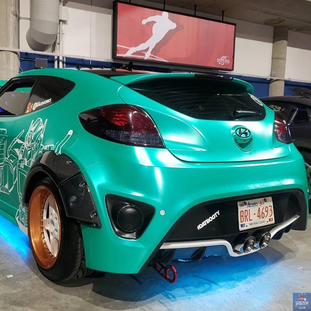 重新喷涂"薄荷色"车漆的现代veloster turbo,改装界小鲜肉-新浪汽车