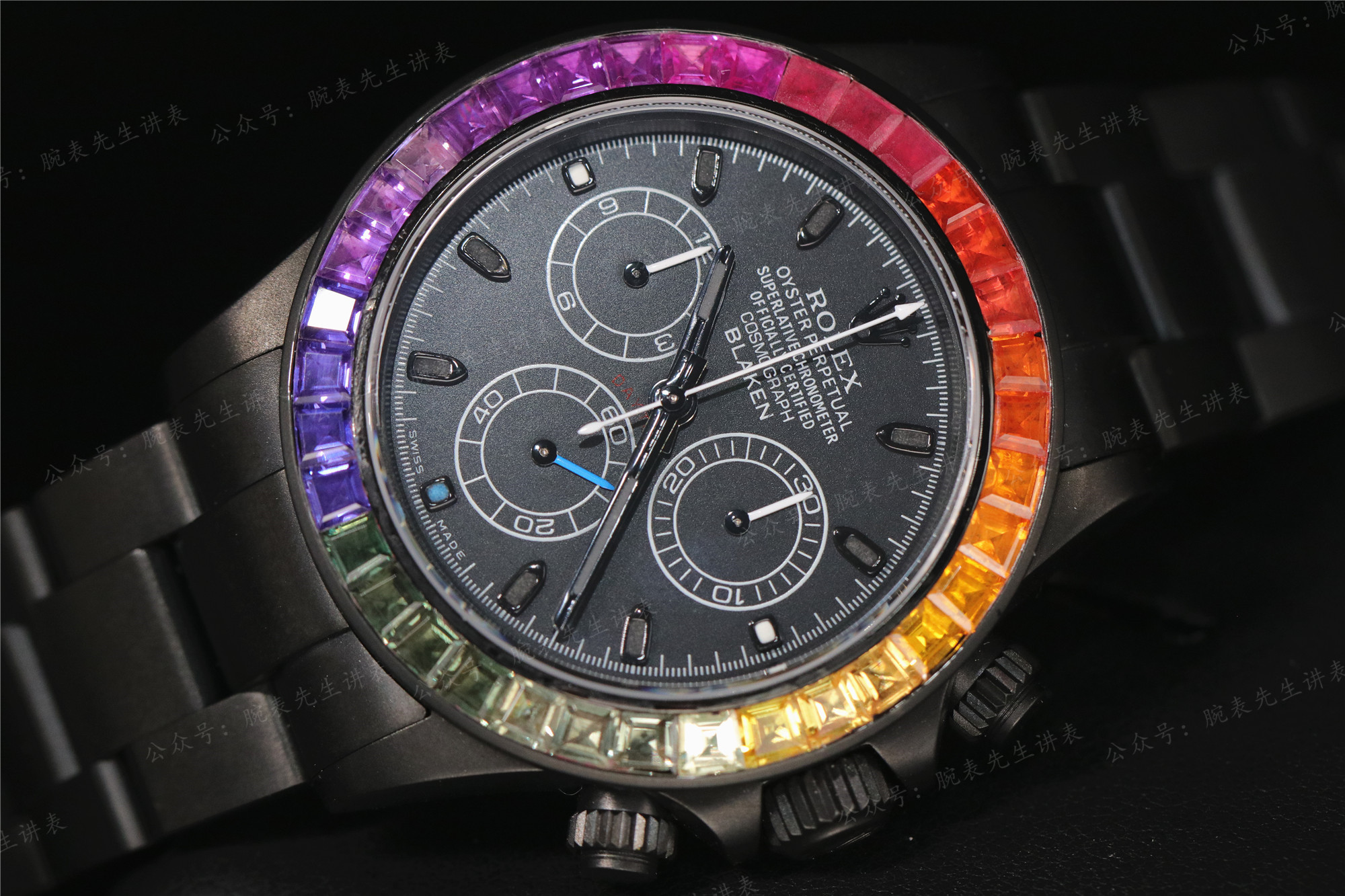 最酷彩虹迪劳力士迪通拿改装blaken彩虹圈迪通拿