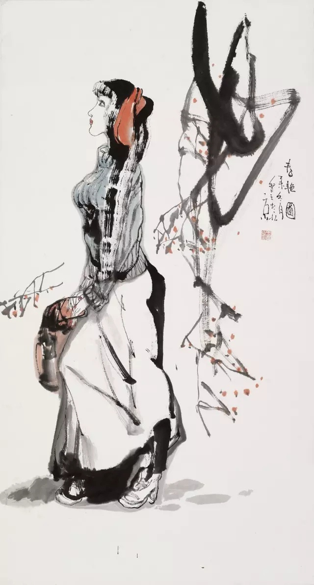 画家王志轻写意人物清静典雅忘尘忘我境界矣