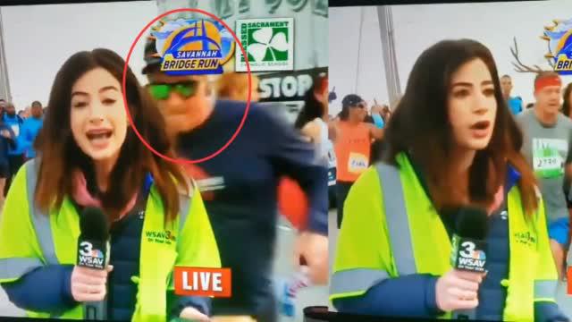 女记者直播长跑被拍屁股 “咸猪手”事后被禁赛