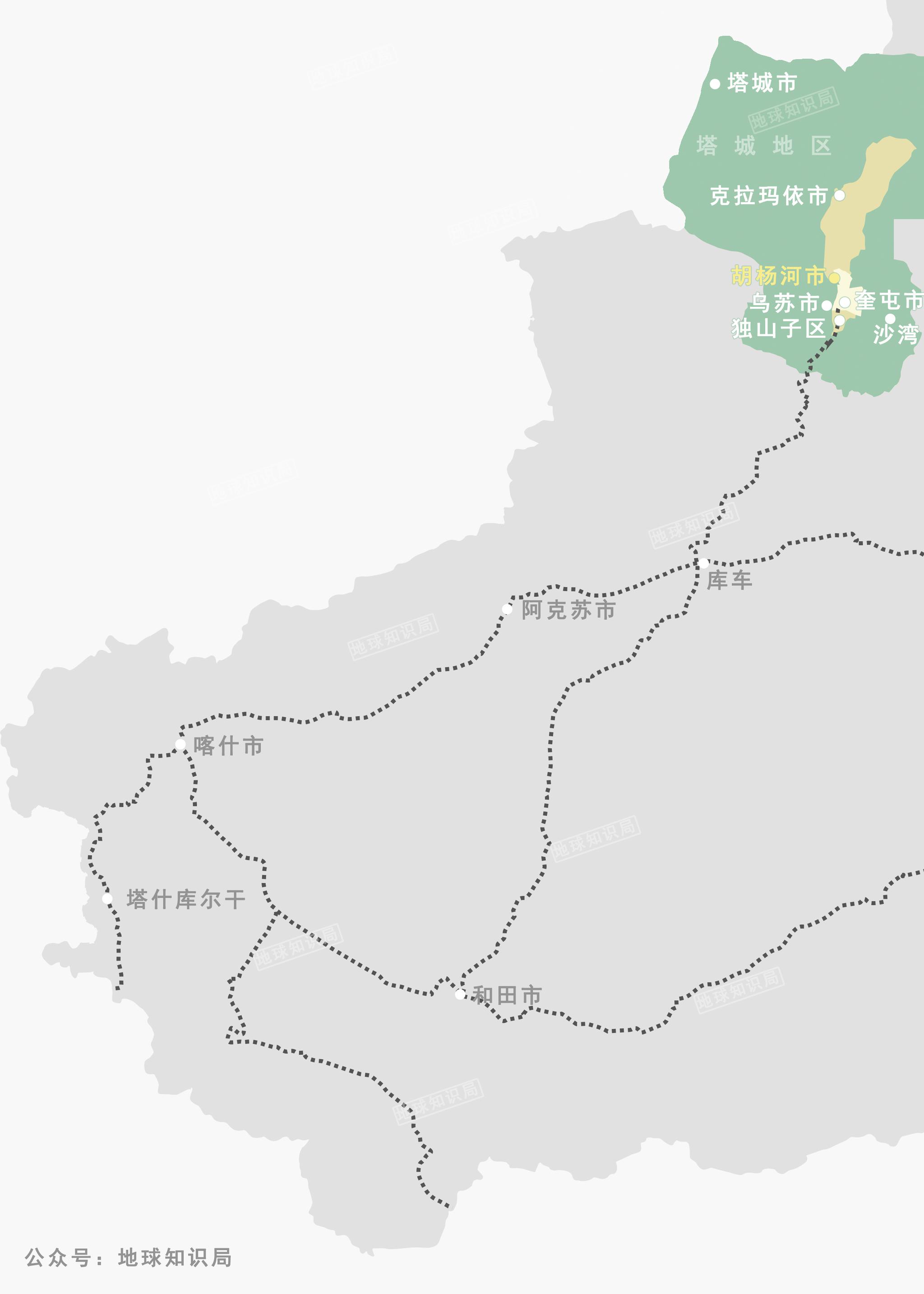距离战略位置如此重要的奎屯仅仅不到50km的胡杨河,得益于其区位,也有