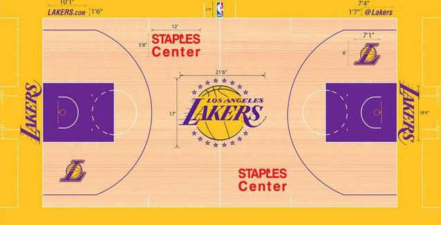 图看nba全景球场地板湖人绿军最经典骑士一把剑插中场最霸气