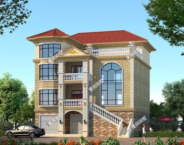 2栋带架空层车库别墅,面宽都是13米,建起来相当气派!