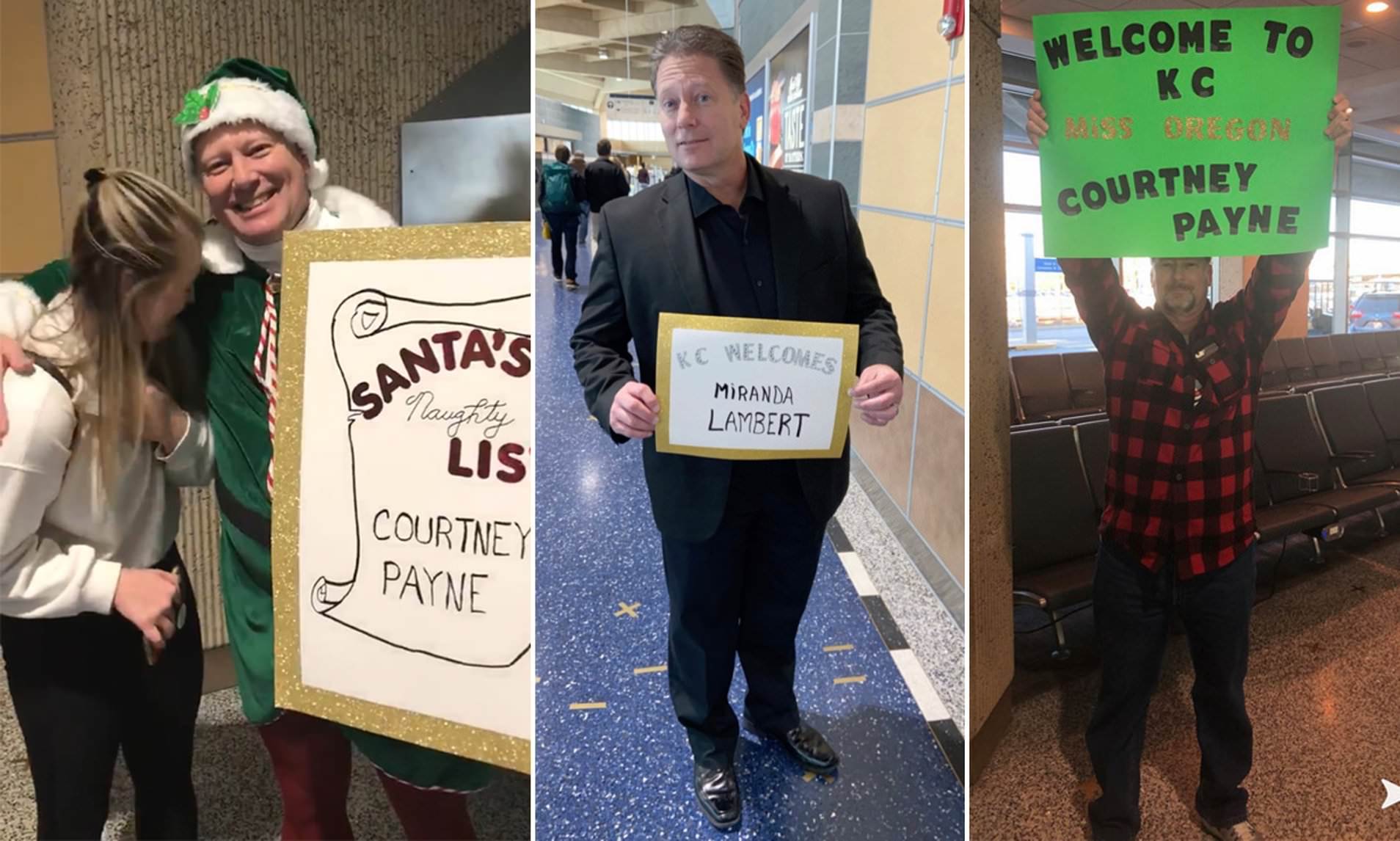 美国老爸创意接机装扮,让女儿超"冏"