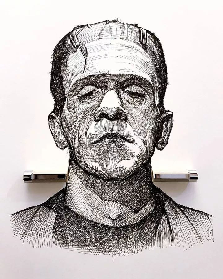 这位瑞士插画师用一支普通的墨水笔画出极具感染力的肖像涂鸦