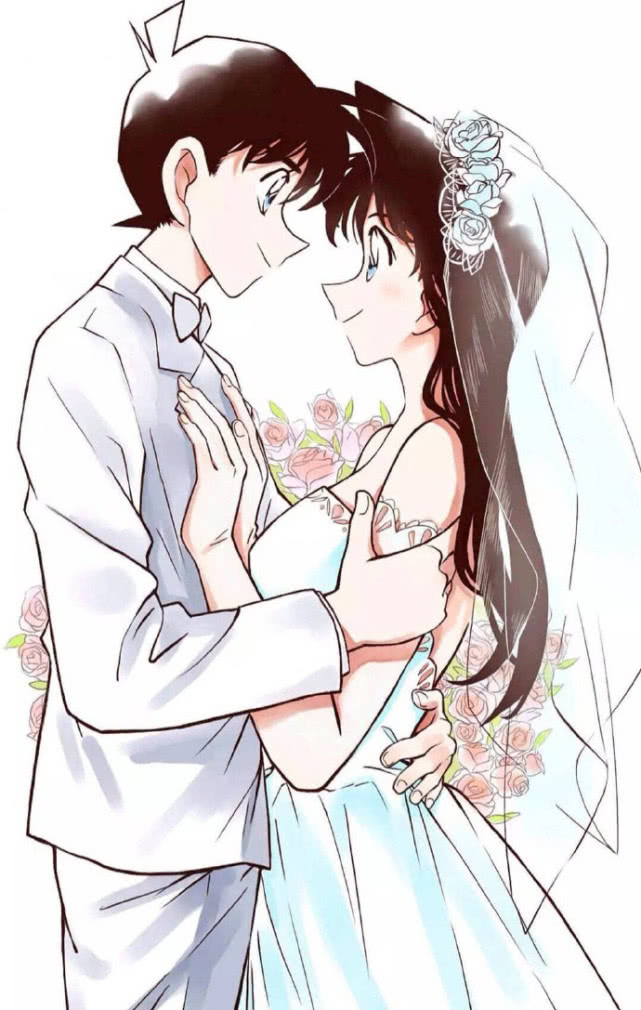 名侦探柯南新一和小兰在泳池甜蜜牵手新一的表情暴露他是基德