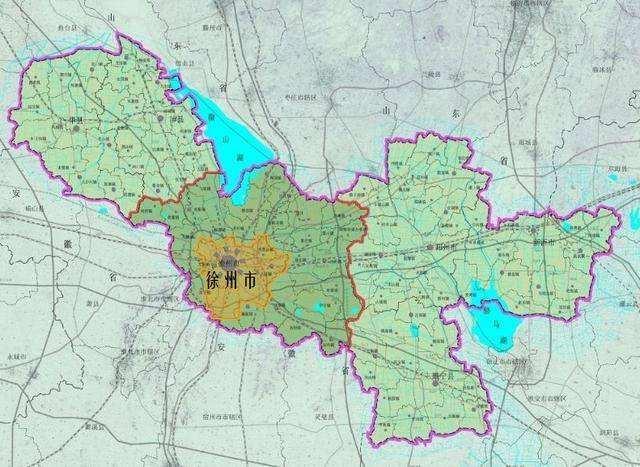 江苏省徐州市的行政区划地图如下所示.