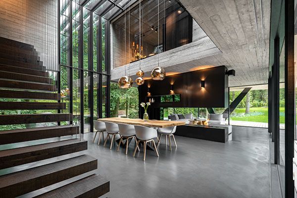 混凝土+石材+玻璃，打造新时代“奢华”别墅，比金碧辉煌更舒适