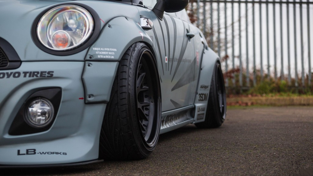 宝马mini改装lb宽体包围轮毂气动避震