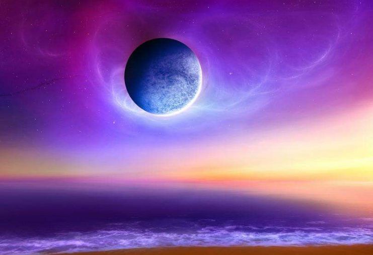 太阳的紫外线就让地球反射了太阳光,因此才呈现出了紫色地球的样子.