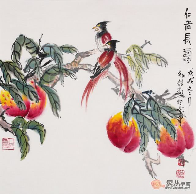 玄关挂寿桃画原来这么好