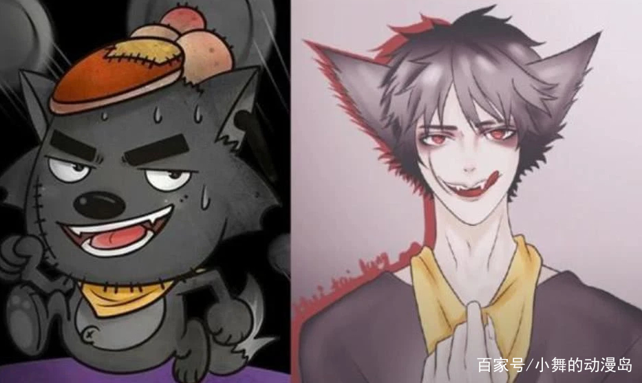 让他变得有点人性化,比如将灰太狼原本黑色的毛发,变成了和我们人类一