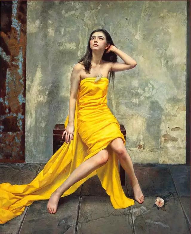 艺术家油画中充满古典气质的东方美女,细腻而感人