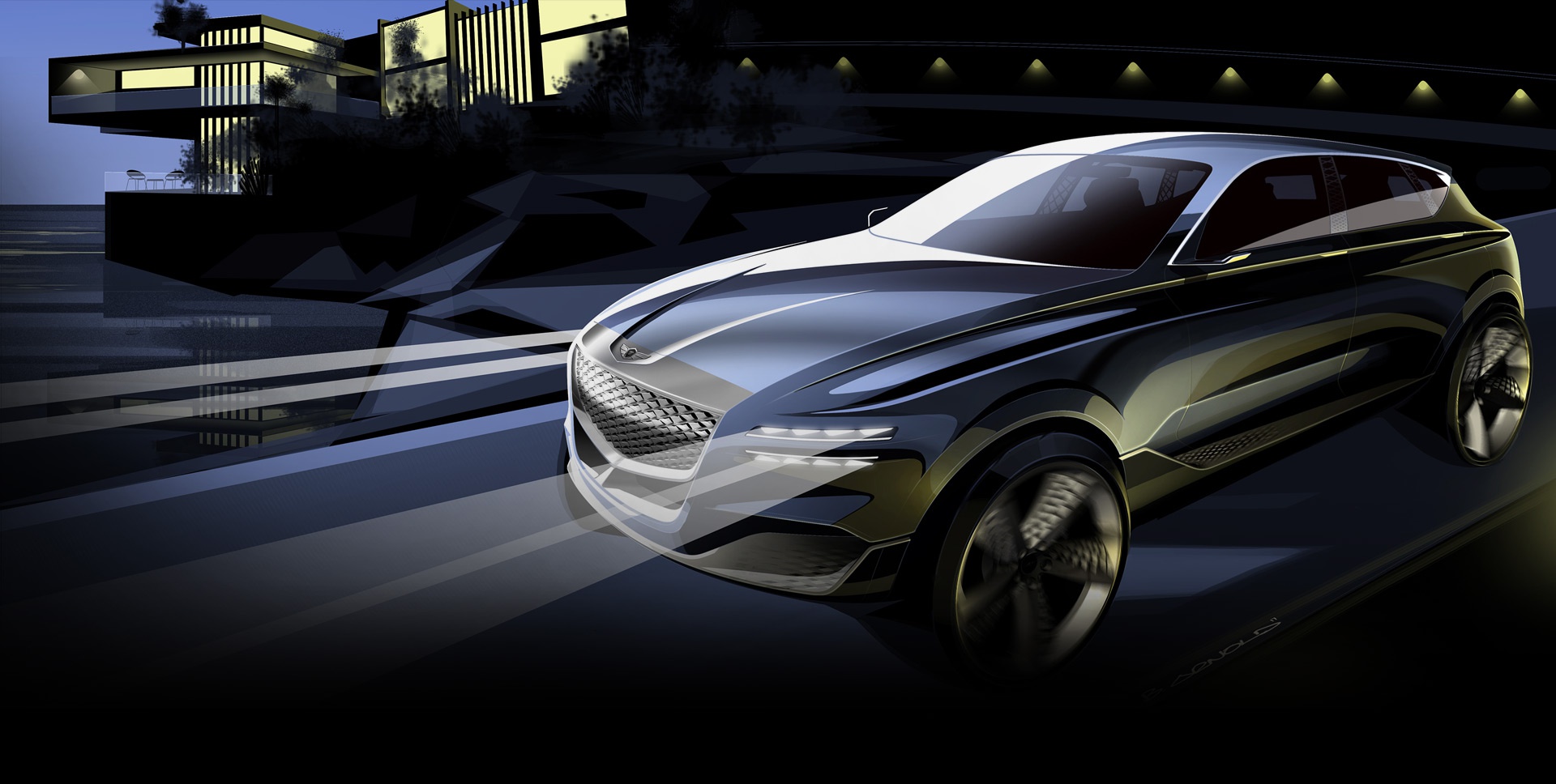 高度还原概念车设计，捷尼赛思GV80预告图发布