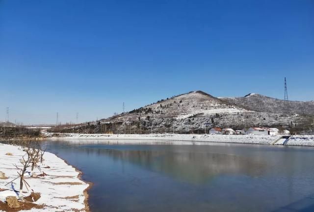 航拍临朐石家河雪景