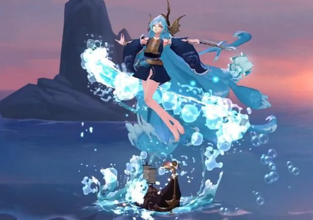 阴阳师sp聆海金鱼姬建模详解 荒川踩鲲她踩船