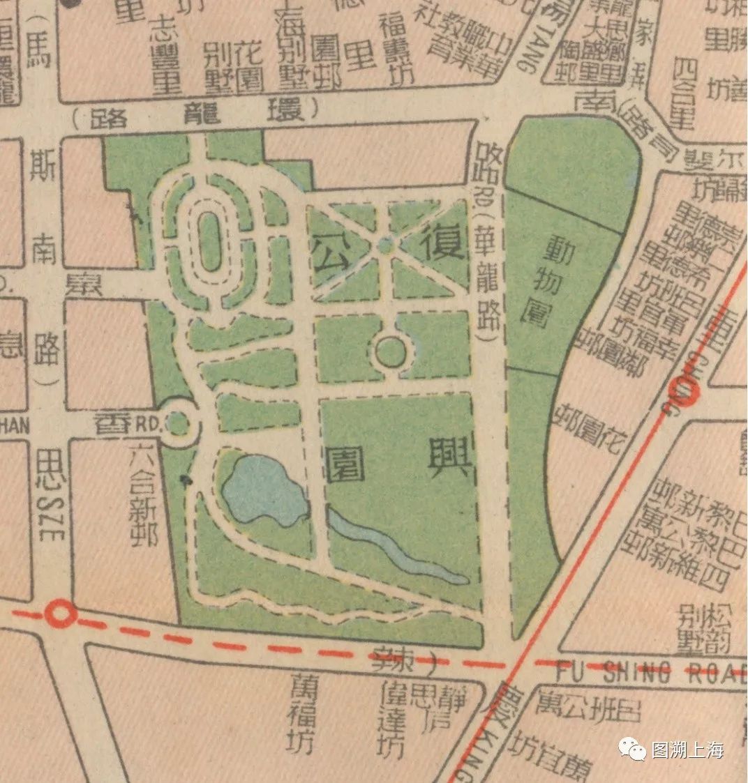 1947年地图中复兴公园周边图除租界外,华界内也逐渐建设了一些儿童