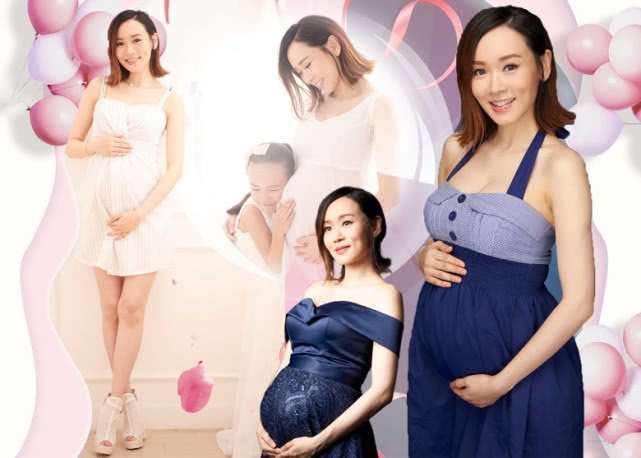 港姐冠军杨思琦挺着二胎与女儿拍孕妇写真照