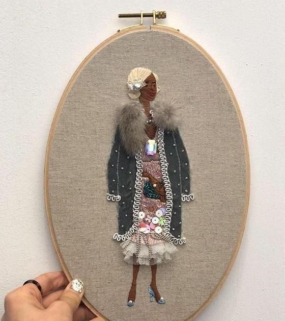 「刺绣作品」精美的时尚风格人物刺绣图作品欣赏