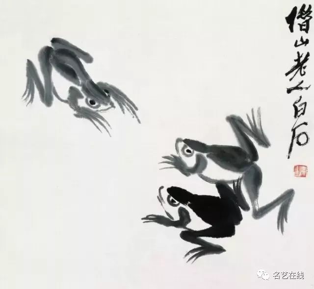 赵少昂,齐白石画的青蛙,听取蛙声两大片