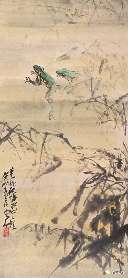 赵少昂,齐白石画的青蛙,听取蛙声两大片