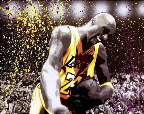 一组油画缅怀nba篮球巨星科比传奇的一生