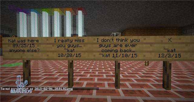 原来是mc玩家凯特与离线的朋友失去联系,试图通过告示牌转达自己的