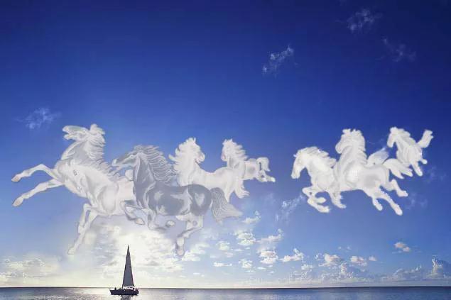 ps教程合成天空奔跑的白云白马