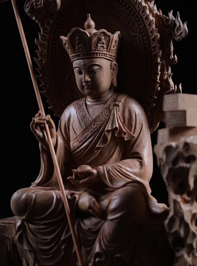 印度老山檀香地藏王菩萨木雕