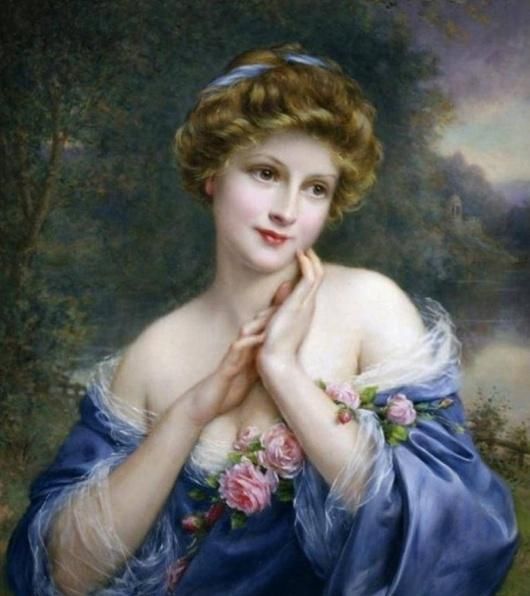 外国人物油画作品豆蔻年华