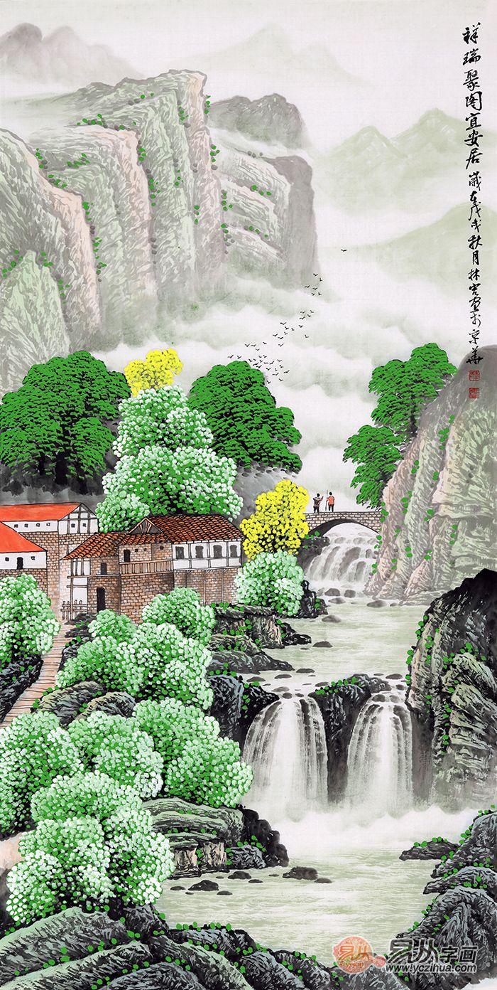 玄关装饰画选什么好看?名人手绘山水画,带给您眼前一亮