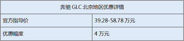 北京地区奔驰GLC优惠4万元