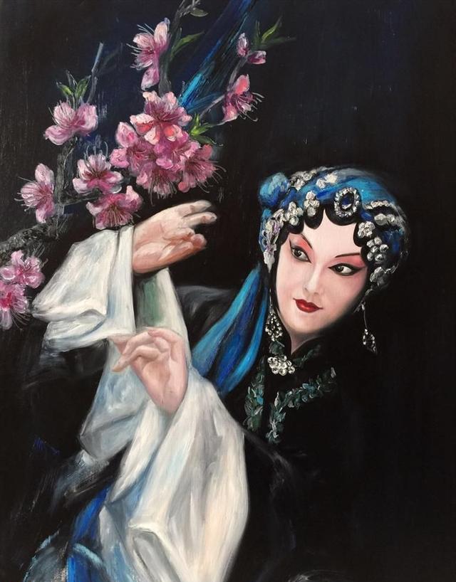 当代女子画会会长曾红捷戏曲人物油画系列