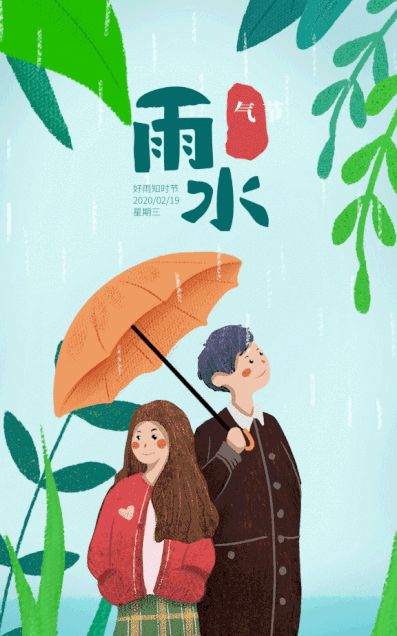 2020雨水节气祝福聊天动态图片祝你清爽每一天