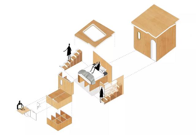 48㎡小户型里竟然装了三个房?像个小区一样,空间宽敞超有趣!