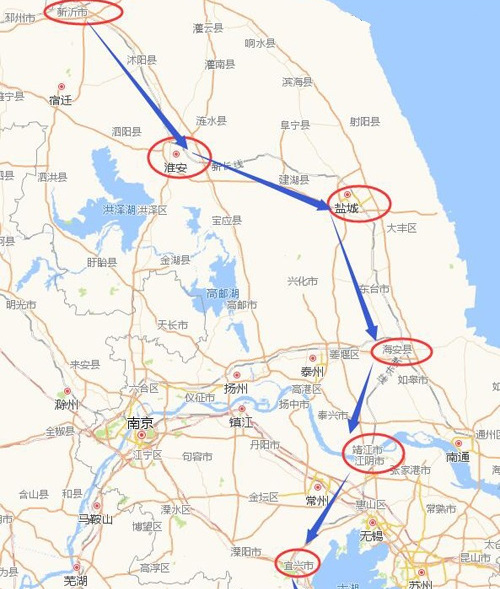 贯穿江苏南北的一条干线通道新长铁路