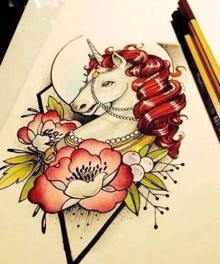 我是雕刻师素描手稿第三十七期独角兽纹身雕刻素材