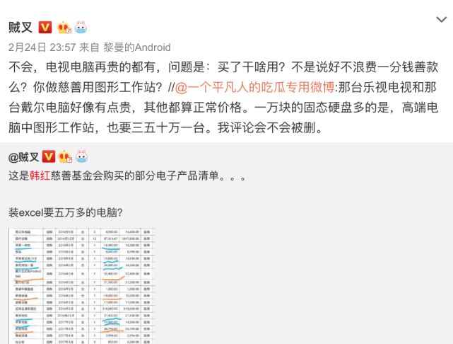网曝韩红基金购物清单，一台电脑五万多？网友：她动了谁的奶酪